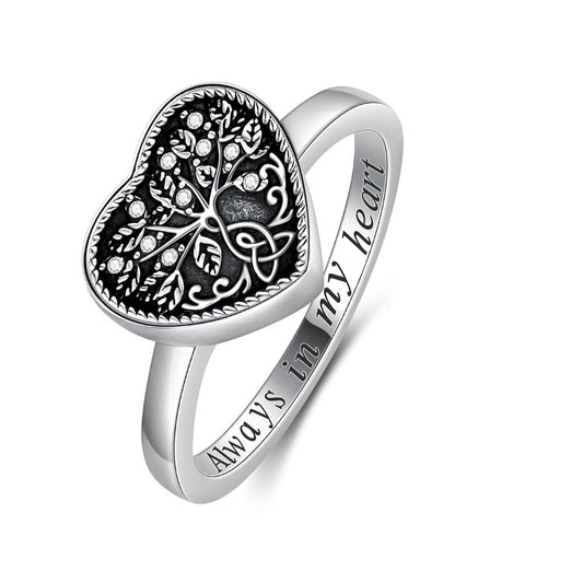 cremation jewelry sterling silver ring tree of life