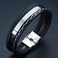 Glossy Stainless Steel Custom Leather Bracelets