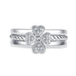 Adjustable Four-Leaf Clove white gold Ring
