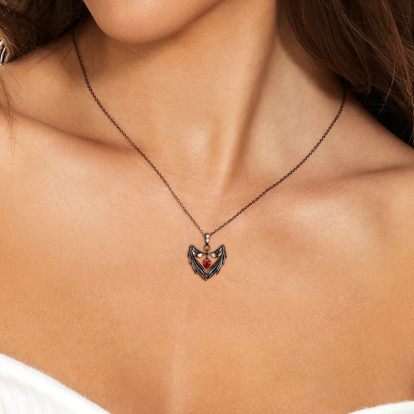 Heart Wing Necklace Fashion Euro American Ins Sweater Chain Collar Chain 925 Silver