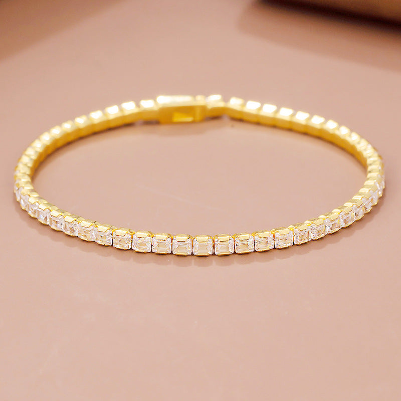 Women's Sterling Silver Zircon Hip Hop Jewelry Bracelet