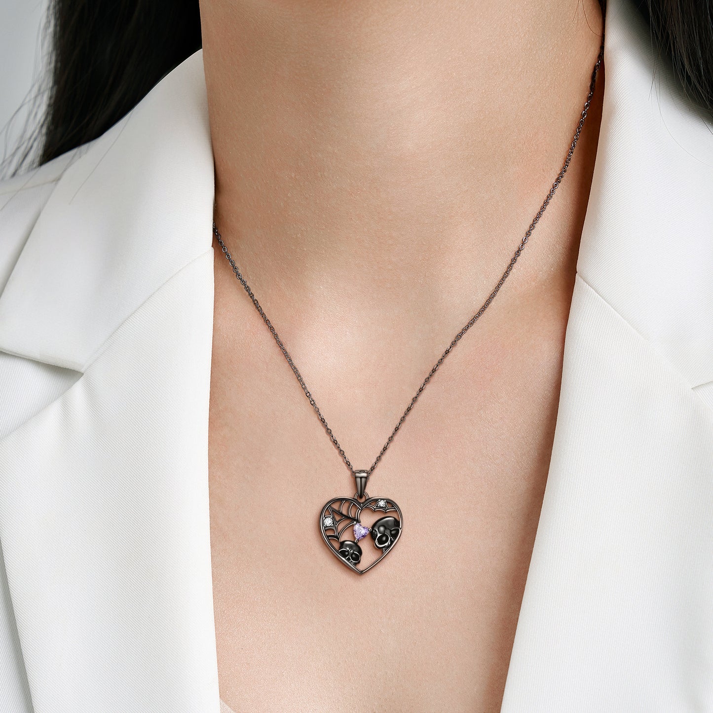 Skull Gazing At European And American Fashion Cross-border Men And Women S925 Sterling Silver Inlaid Sweater Chain