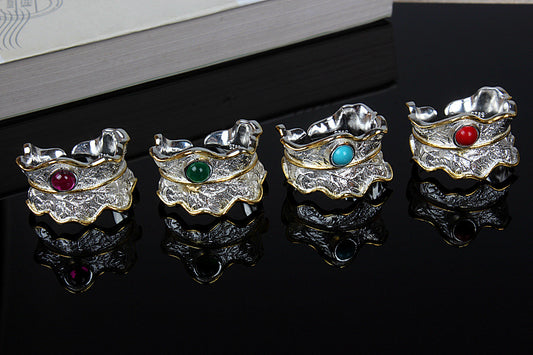 Unisex Exaggerated Whole Wrap Gem Finger Ring