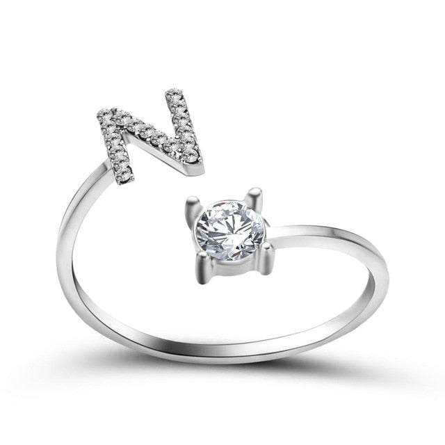 Adjustable 26 Initial Letter Ring For Women