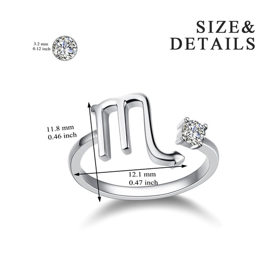 925 Sterling Silver Zodiac Sign Ring