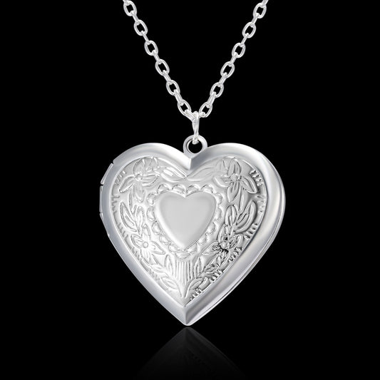 Peach Heart Photo Box Photo Pendant Necklace