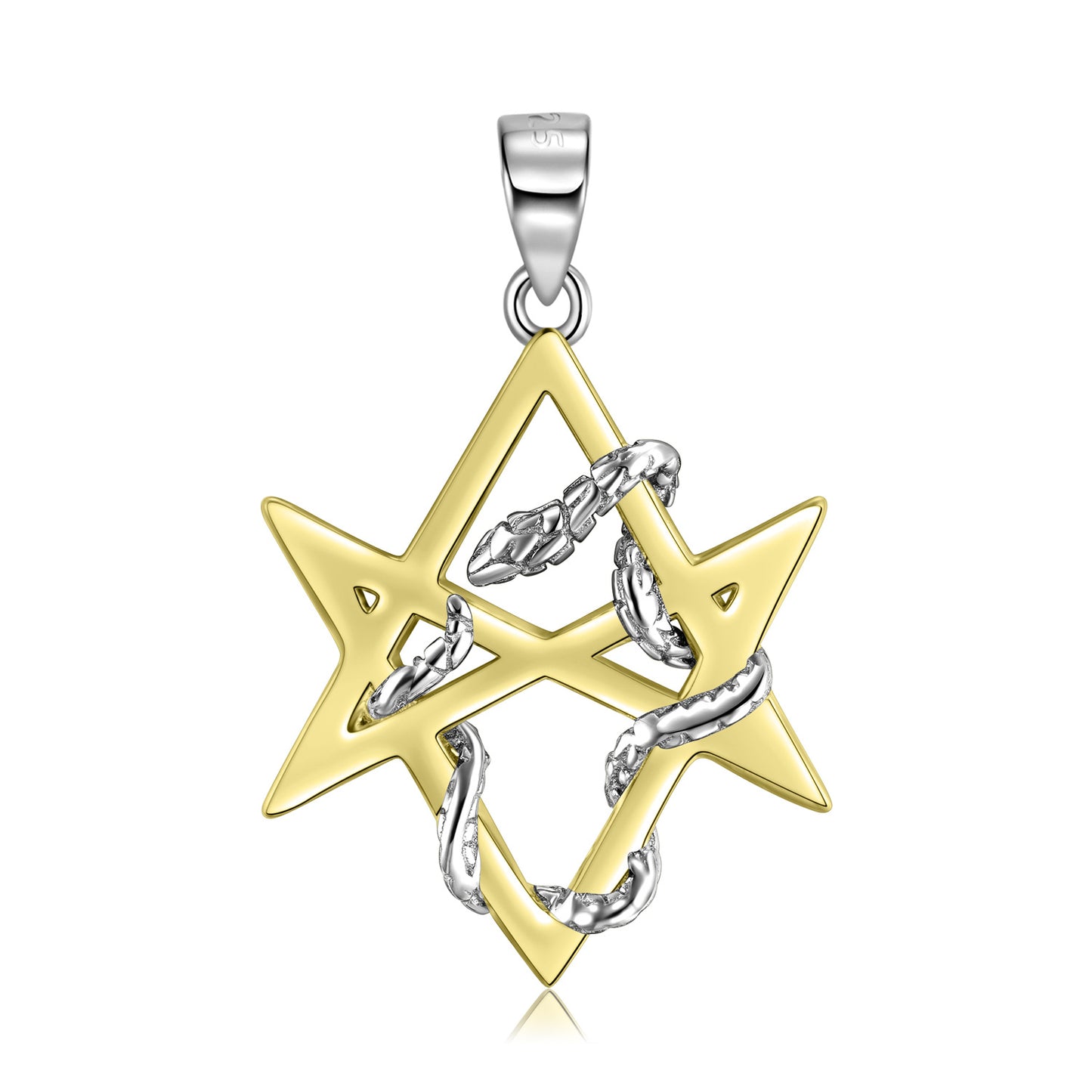 S925 Silver Gold-plated Snake Six Star Necklace Women's Sweater Chain