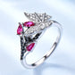 Unique Butterfly Ring With Rubies And Black Spar
