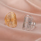 Vintage Stainless Steel Openwork Snow Petal Oval Ring