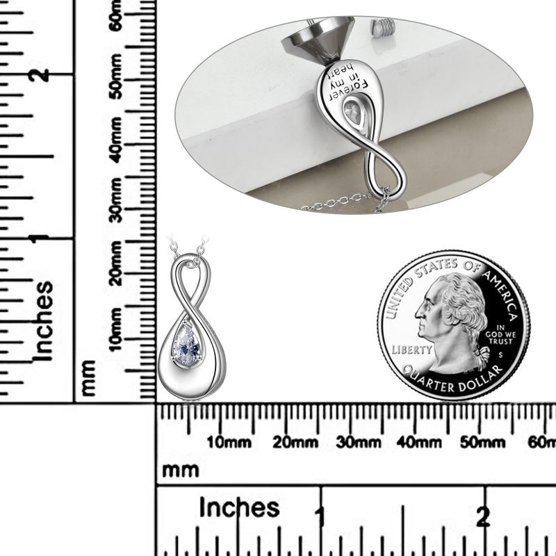 Cremation urn necklace for Human Pets measurement
