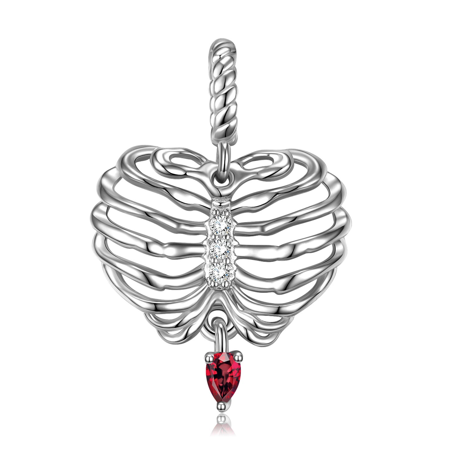Heart Shaped Skeleton Necklace Women's Fashion Versatile Ins Style S925 Sterling Silver Sweater Chain