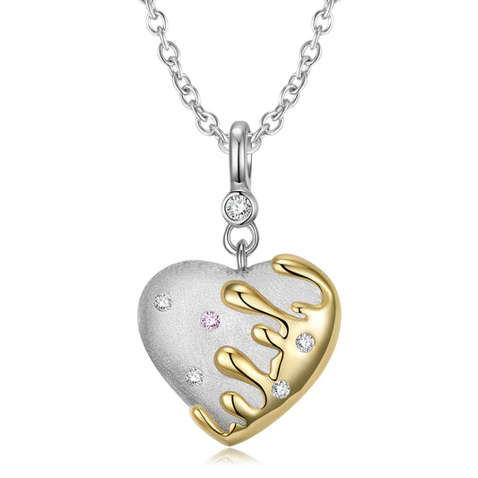 Ins Wind Melting Heart Necklace Female Minority Design S925 Sterling Silver Gold Plated Bone Chain