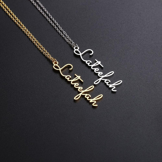 Simple Vertical Stainless Steel Pendant Necklace