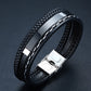 Glossy Stainless Steel Custom Leather Bracelets