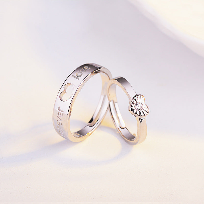 Heart-To-Heart And Lively Letter Couple Ring