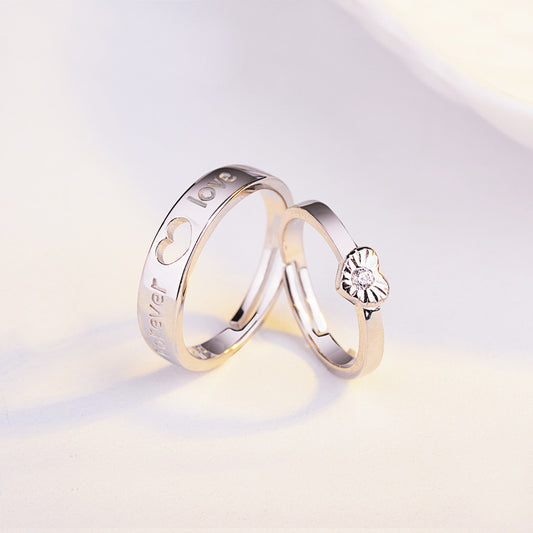 Heart-To-Heart And Lively Letter Couple Ring