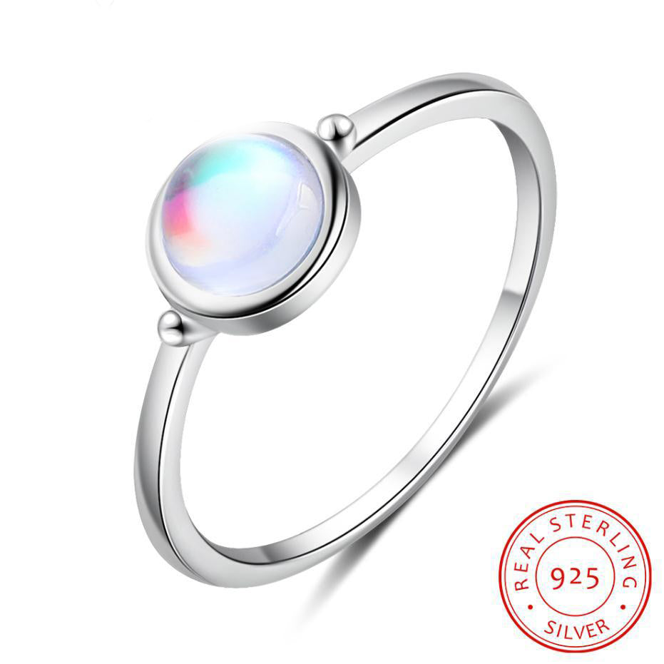 Sterling Silver Round Gemstone Ring Unique