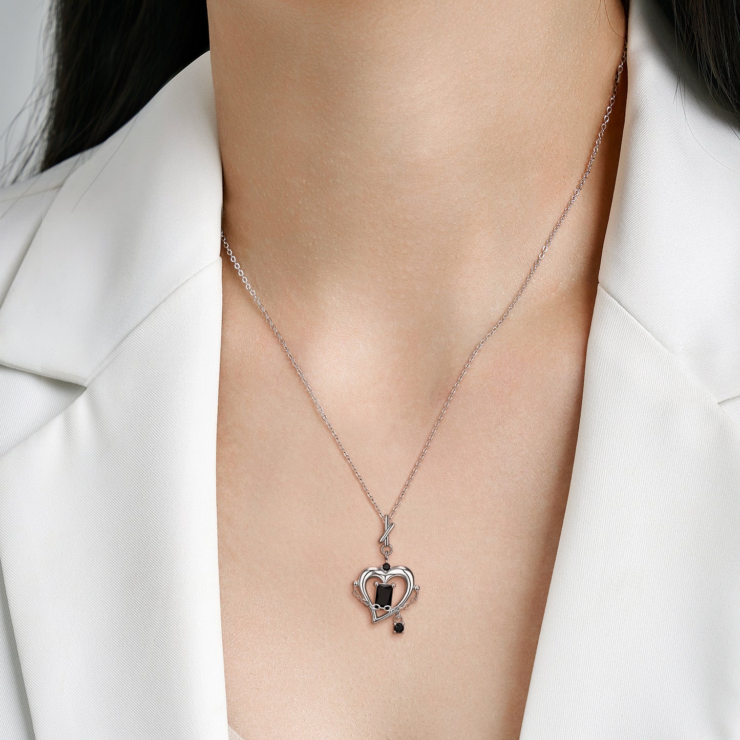 Simple Love Necklace Sweater Chain S925 Silver Necklace Pendant