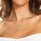 Gold Rose Tag Necklace S925 Sterling Silver Plated 14K Gold