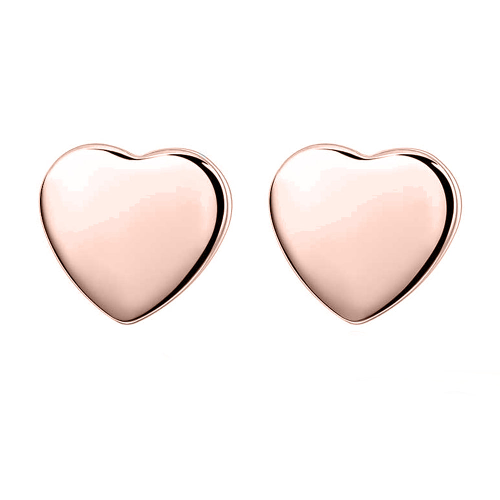 Rose Gold Plated Heart Stud Earrings Set