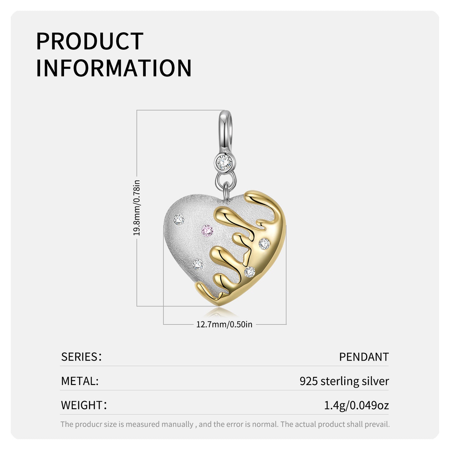 Ins Wind Melting Heart Necklace Female Minority Design S925 Sterling Silver Gold Plated Bone Chain