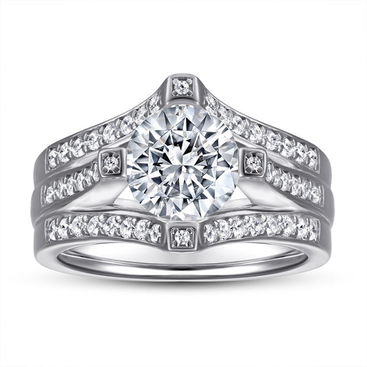 Women's Four Prong Carat Sterling Silver Ring
