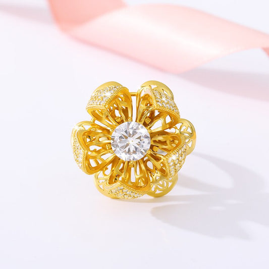 Bloomer Adjustable Fashion Rings for Women Gold Plated Rose Ring