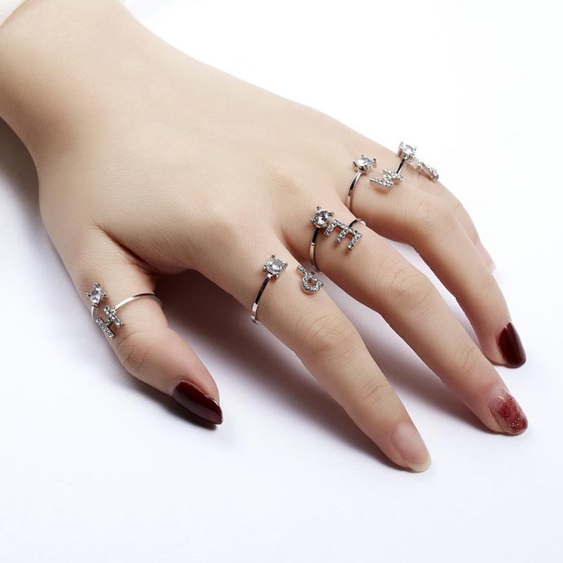 Adjustable 26 Initial Letter Ring For Women