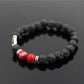 Lava Volcanic Stone Red Pine Beads Bracelet Hand Of Fatima
