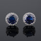 Round Sapphire Blue Red Stud Earrings AAA Zircon Inlaid Jewelry