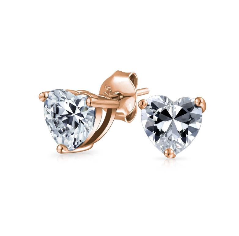 Crystal Heart Stud Earrings Set