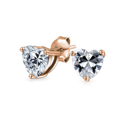 Crystal Heart Stud Earrings Set