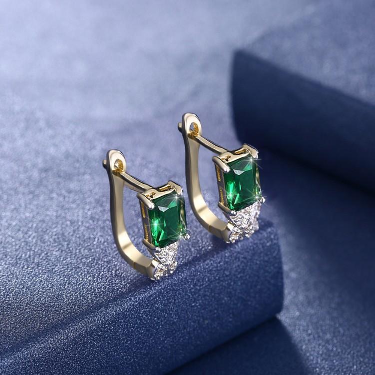 Simulated Emerald Twisted Leverback Earrings ITALY Made