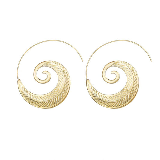 18K Gold Plated Spin Spiral Earrings