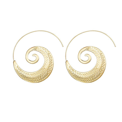 18K Gold Plated Spin Spiral Earrings