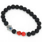 Lava Volcanic Stone Red Pine Beads Bracelet Hand Of Fatima