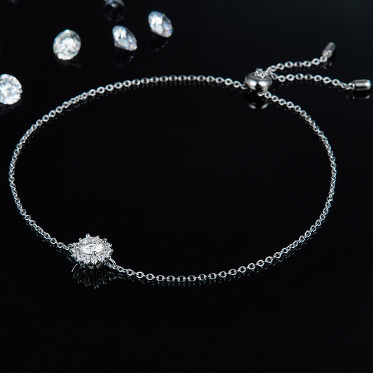 High Quality Silver Sunflower 0.5 Carat Moissanite Bracelet