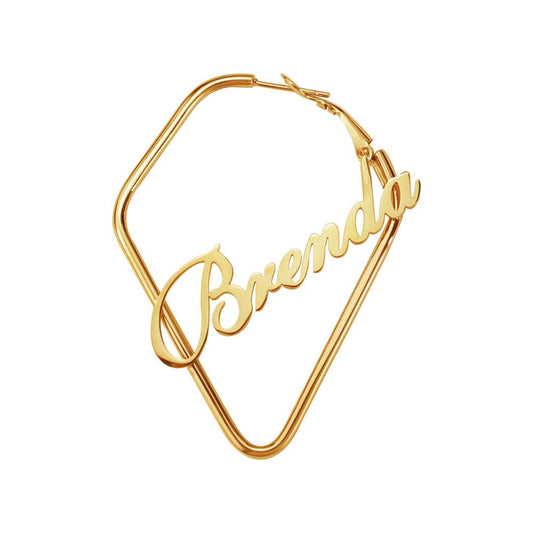 Square English Name Brenda Earrings