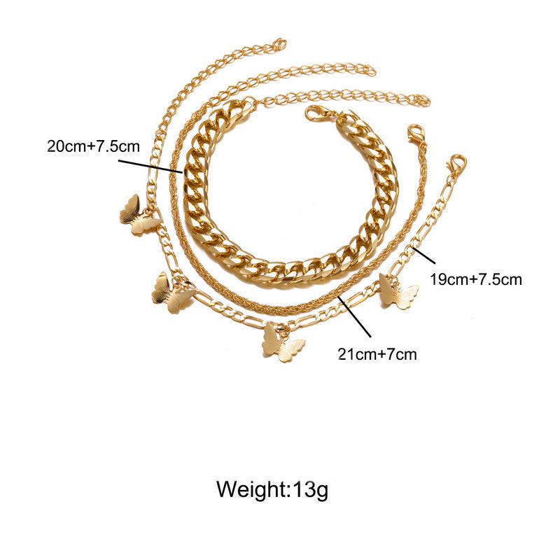 3 Piece Chain and Butterfly Bracelet Set