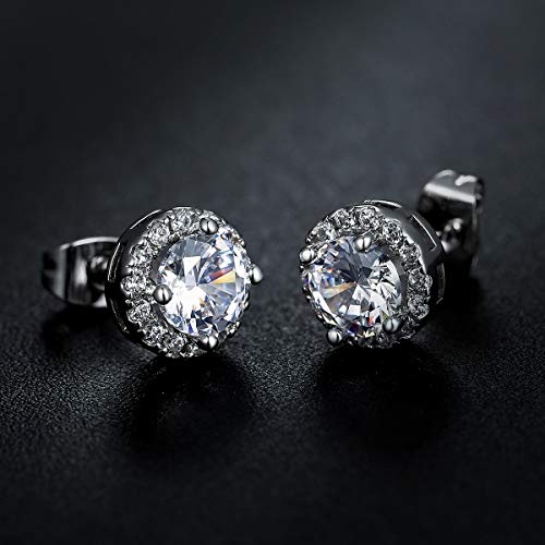 White Gold Plated Disc Stud Earrings