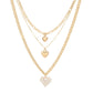 Fashion Heart Pendant Layered Necklace Sweater Chain