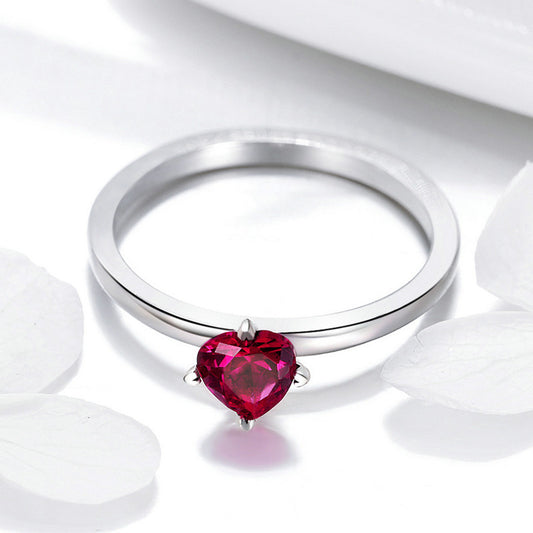 Inlaid Zircon Ring Red heart