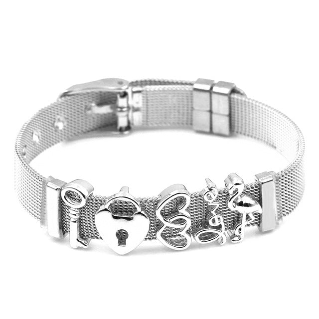 Stainless Steel Mesh Heart Bracelets