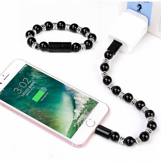 Bead Pure Color Bracelet USB Cable Charging Cord
