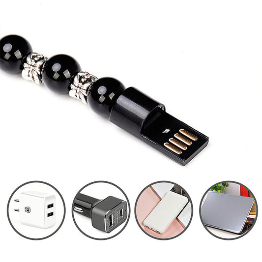 Bead Pure Color Bracelet USB Cable Charging Cord