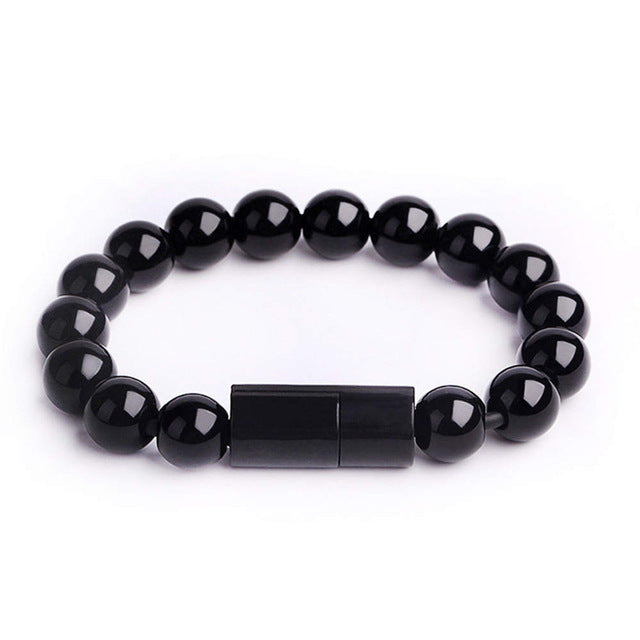 Bead Pure Color Bracelet USB Cable Charging Cord