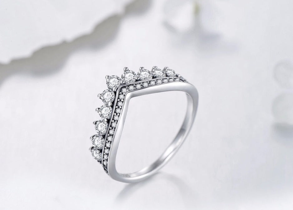 Sterling Zircon Crown Ring