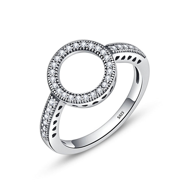 925 Sterling Silver Forever Clear CZ Round Rings