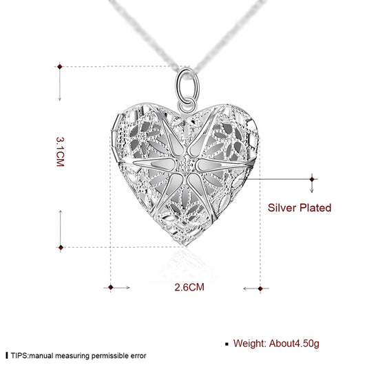 Photo Frame Pendant Necklace Snake Chain