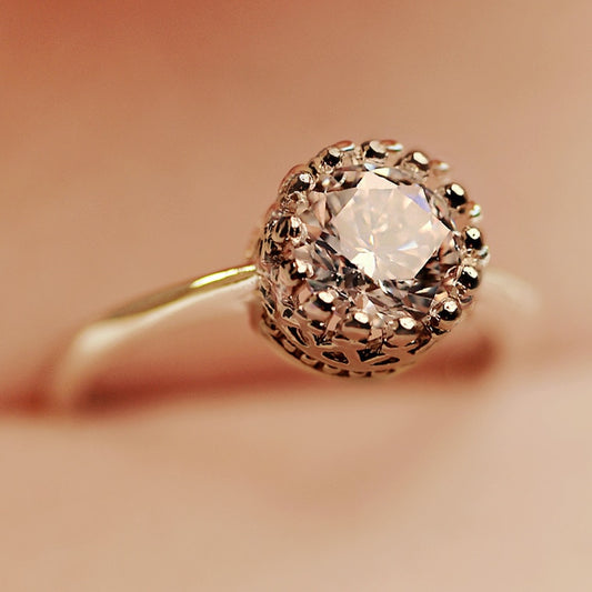 Statement Crown Rose Gold Silver Promise ring